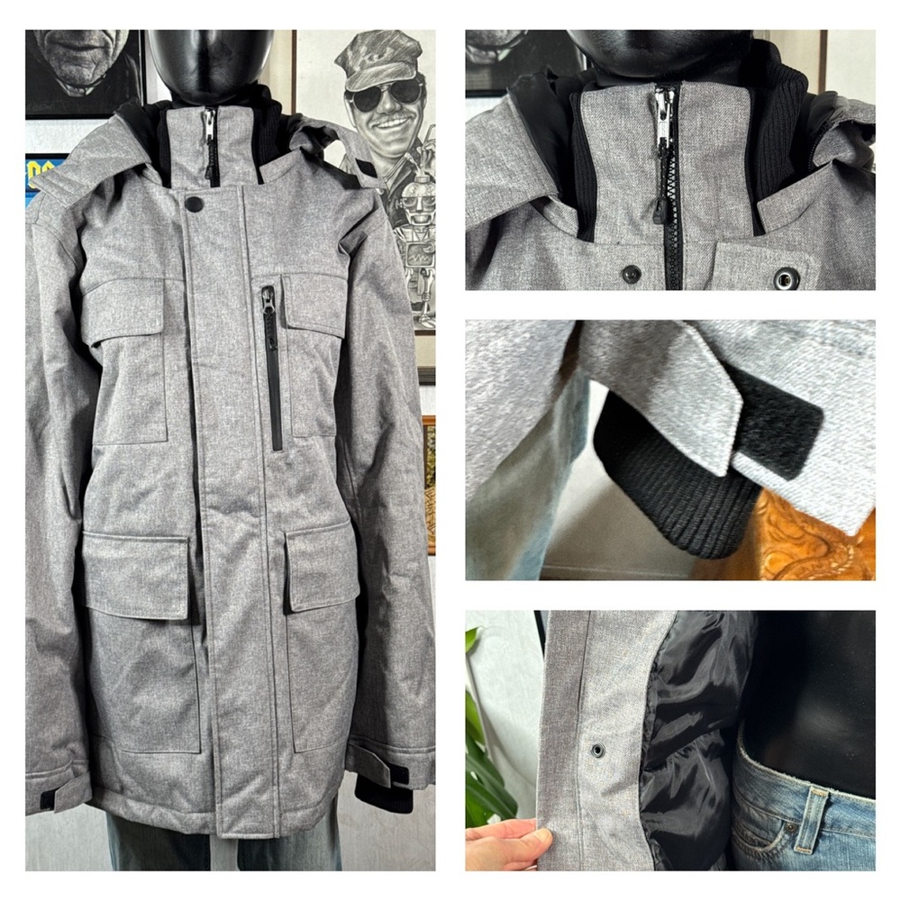 Swiss Tech Performance Parka Jacket Men’s Medium Heather Grey Water Resistant
